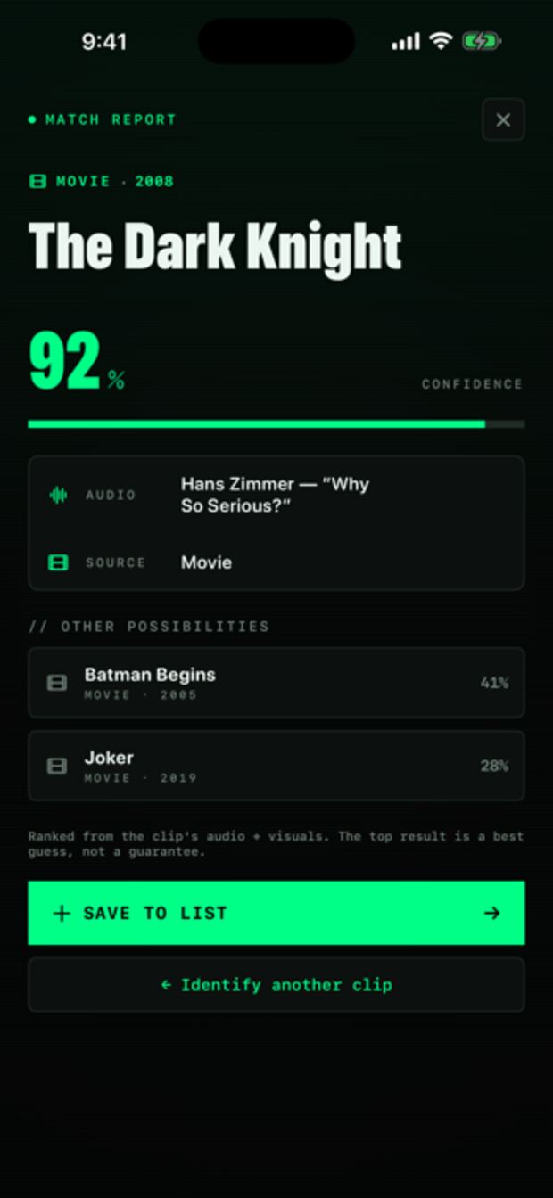 Find The Title returning a ranked result for a clip