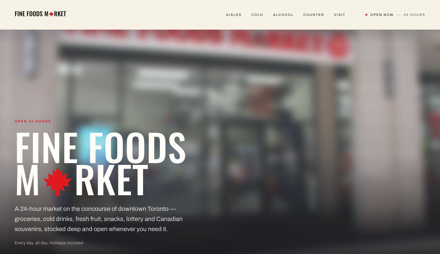 The Fine Foods Market home page