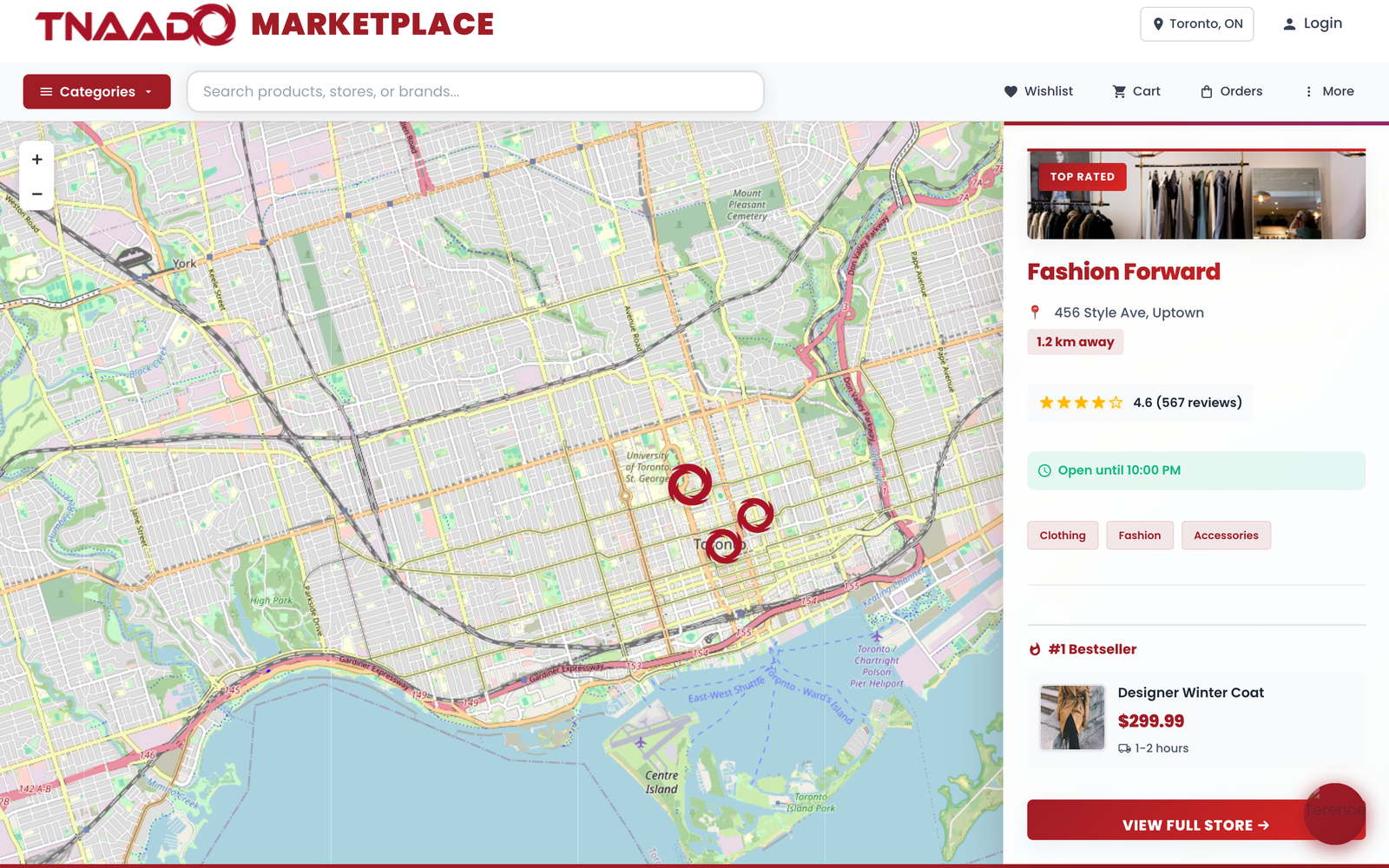 The TNAADO Marketplace home page